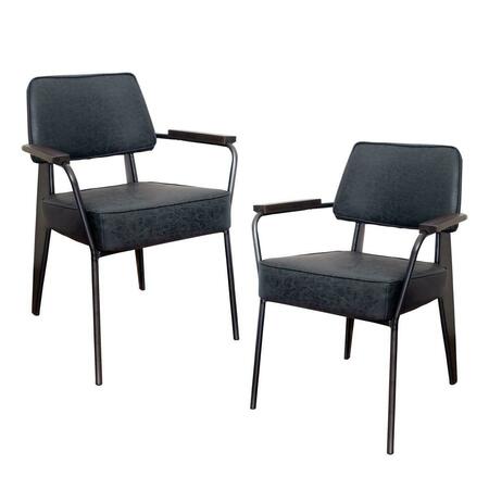 AMERIHOME Fauteuil Direction Accent Chair Set, Black, 2PK FDCHAIR2PCB